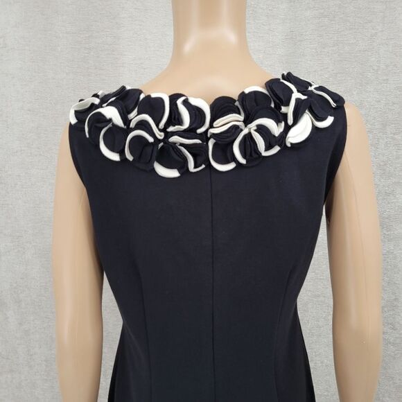 Cache Black Shift Dress with Layered 2D Statement Collar Women's Size 6 - Picture 8 of 13